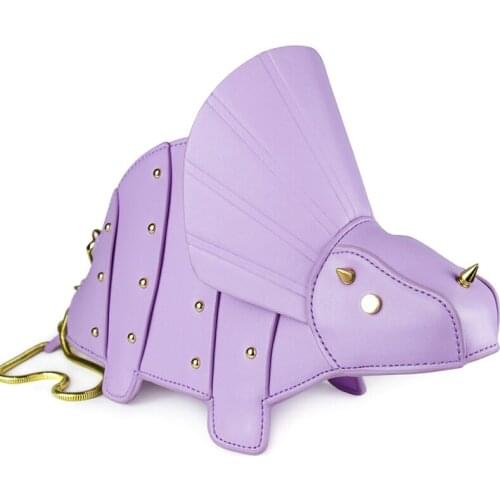 Personality trend rivet dinosaur shoulder bag pu leather ladies chain crossbody bag female storage travel bag