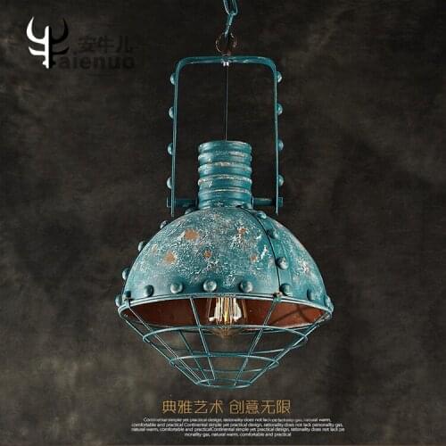 Loft industrial wind lamp Pendant Lights creative art Restaurant lights Bar Retro Blue Iron Lamp European pendant lamp LU8013