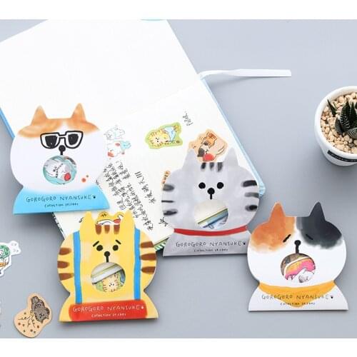 Creative cartoon Kawaii Animal cat Decorative PVC Stickers Scrapbooking Stick Label Diary Stationery Album Stickers