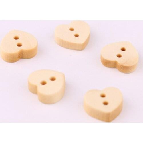 Doll Clothes Wooden Children Buttons With Heart Shape 100pcs Natural Color Diy Things For Baby Clothing 11mm Sewing Scrapbooking