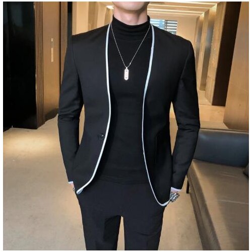 2021 Costume Homme Black Wedding Tuxedo With Pant Terno Slim Fit One Button Groom Wear Formal Party Prom Men Suit Wedding Blazer