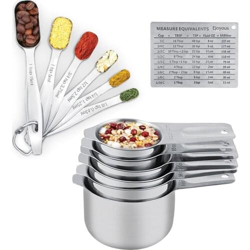 Measuring Cups and Measuring Spoons Set ,13 PCS 304 Stainless Steel Kitchen Measuring
