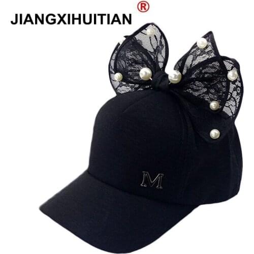 2018 Big Bow New Parent-child Baseball Cap Lovely Korea Kids Girls Adjustable Net Cap Fashion Cartoon Patten Children Hats Bone
