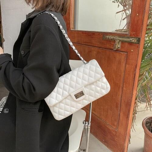 2021 new small fragrant style rhombus chain bag pu shoulder bag messenger small square bag