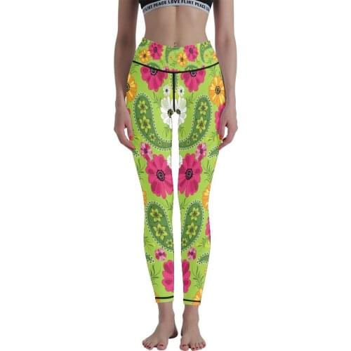 Slim Flower 3D Printed Womens Yoga Pants Sexy Sports Tights Push Up The Gym Exercise High Waist Running Sports Pants Tying Feet