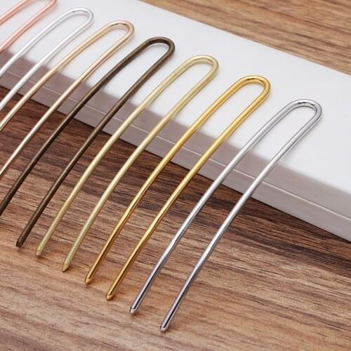 10pcs 100*3mm Hair Sticks Copper U Shape Hair Fork 7 Colors Hair Pins Base Setting For DIY Jewelry Making