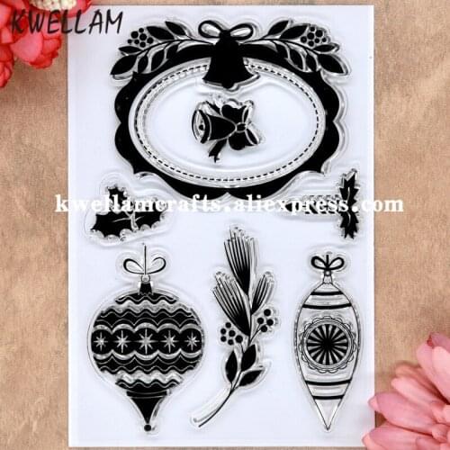 Christmas Ball Leaves Candle Bell Scrapbook DIY photo cards rubber stamp clear stamp transparent stamp 10x15cm KW8070220