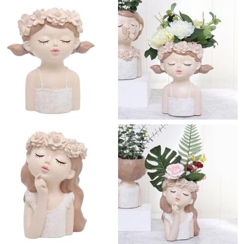 2x Cute Flower Pot Desktop Vase Cactus Planter Gifts for Kids 18.5x16.5x27cm