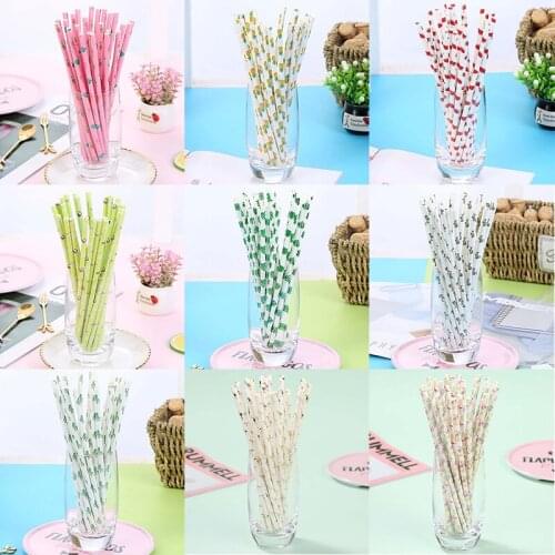 25pcs Disposable Paper Straws Color Creative Glitter Stripes Dots Drinking Straw Baby Shower Birthday Decoration Anniversaire