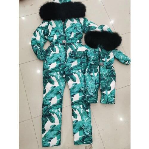 FLOWER super fur 2019 Winter jumpsuit women white duck down jumpsuit Womens ski suit down twinset outdoor suit outerwear