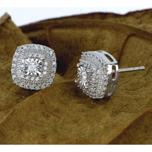 Sparkling Luxury Jewelry 925 Sterling Silver Fill White Sapphire CZ Diamond Party Women Wedding Stud Earring For Lover Gift