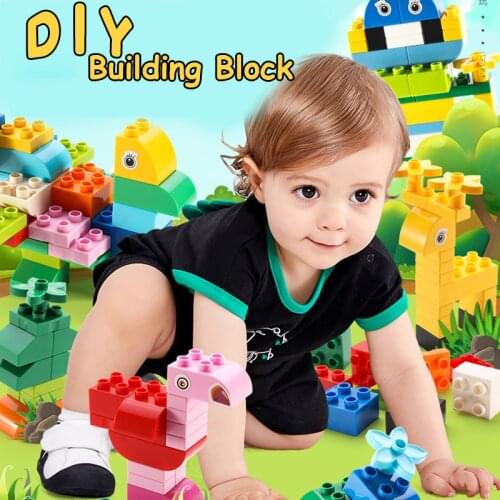 50-300pcs Big Size Building Block Large Puzzle Assembly Kids Baby Toddler Toys For Children Colorful Bulk Bricks Construction