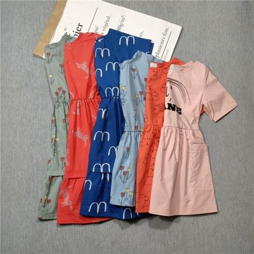 Spring and Summer 2020 new dress childrens and girls multi-color print pattern dress