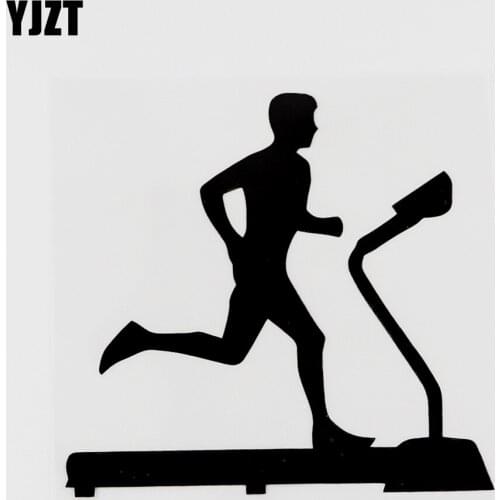YJZT 11.8CMX11.4CM Treadmill Runner Silhouette Fitness Decal Vinyl Car Sticker Black/Silver 8A-0807