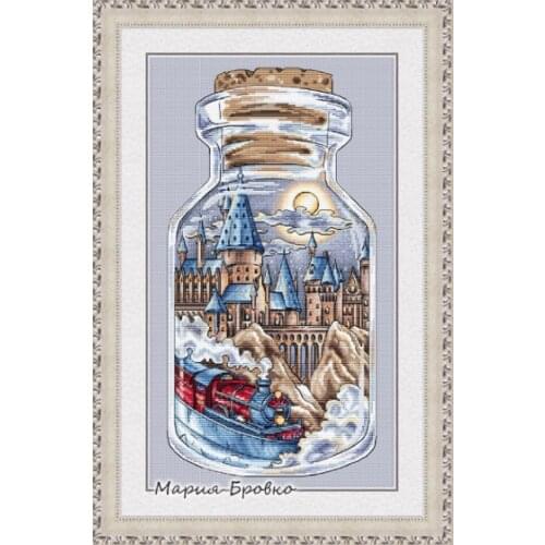 Top WY Top Quality Lovely Counted Cross Stitch Kit counted embroidery cross stitch Hogwarts in the bottle