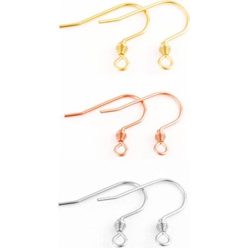 50pcs/lot Stainless Steel Rose Gold Silver Earring Hooks Earrings Clasps Findings Earring Wires For Jewelry Making Supplies DIY