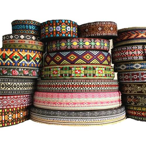 3YARD 1.5 Inch 29~50MM Woven Jacquard Ribbon Trims Geometric Totem Pattern For Curtain And Clothing Belt Accessory Lace Fabric