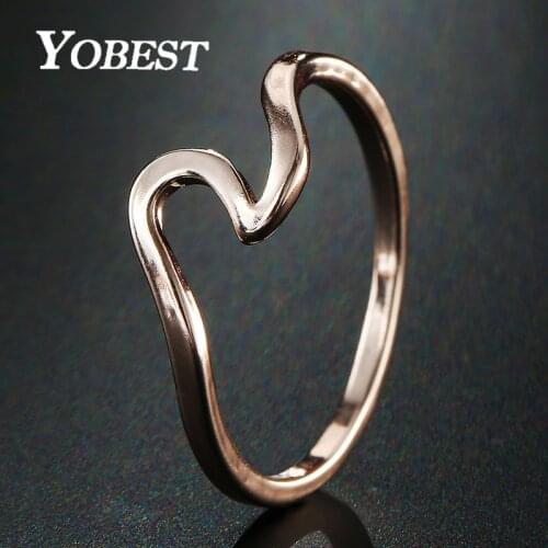 YOBEST 2018 NEW Rose Gold Color Wave Ring Wedding Ring For Women Jewelry Accessories Engagement Ring Women Dress Party Gifts