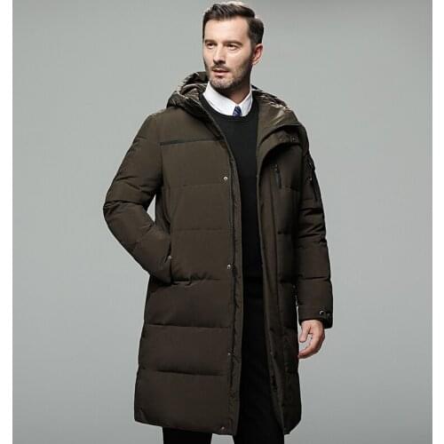 Men Autumn Winter Long Zipper Windbreaker Down Jacket Thick Warm Black Overcoat Papa White Duck Men Hooded Oversize 5XL Overcoat