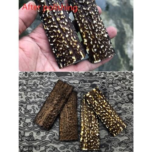 1Pair Knife Handle Patch Material DIY Cutter grip No-slip POM Resin Deer Antler Shank scale slabs blanks