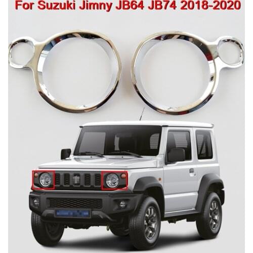 2Pcs Car Headlight Front Lights Cover Lamp Hoods Protection Trim For Suzuki Jimny JB64 JB74 2018-2020 Headlight Decro Cover Ring
