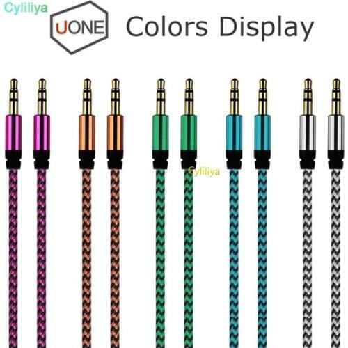 200 Car Audio AUX Extention Cable Nylon Braided 3ft 1M wired Auxiliary Stereo Jack 3.5mm Male Lead for Apple and Andriod speaker
