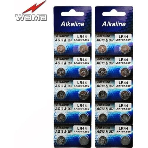 20x Wama AG13 Alkaline Coin Batteries 357A LR44 LRA76 L1154 1.5V Button Cell Battery for Colorful Night Light Alarm