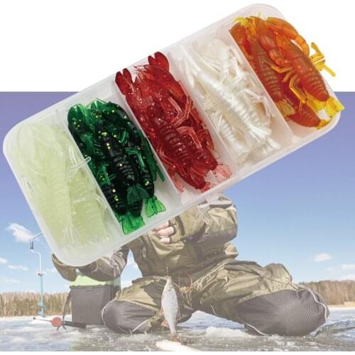 25pcs/Box soft sea fishing lure carp fishing tackle jig wobbler rubber lure fishing kit silicone bait protein soft worm shrimp