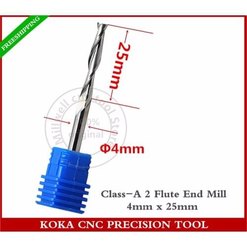4mm*25mm,Freeshipping,CNC machine insert router bit,solid carbide milling,Class-A 2 flute end mill,PVC,MDF,Hard wood,Acrylic