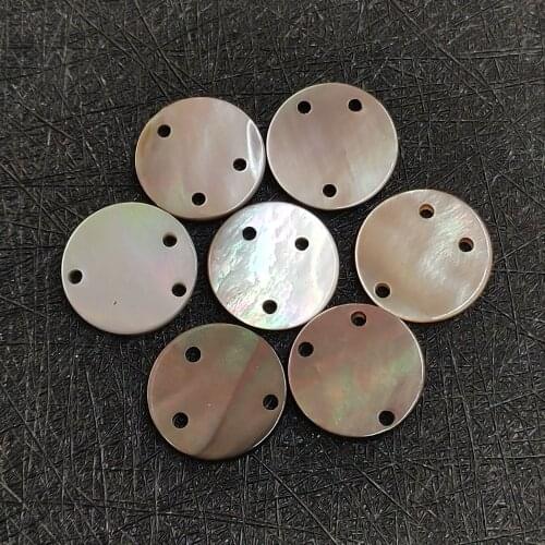 Natural Freshwater Shell Beads Three Hole Round Coffee Disperse Beads DIY Jewelry Making Crafts Necklace Accessories 5pcs