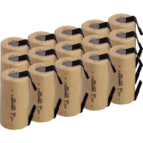 15 pcs SC 1300mah 1.2v battery NICD rechargeable batteries for emergency light toy equipment power for electric screwdriver