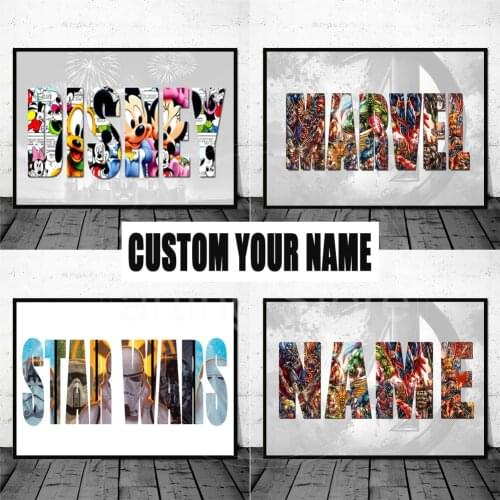 5D DIY Diamond Painting Custom Prints Personalised Name Word Art Disney Marvel Superhero Movie Poster For Decoration Decor Gift