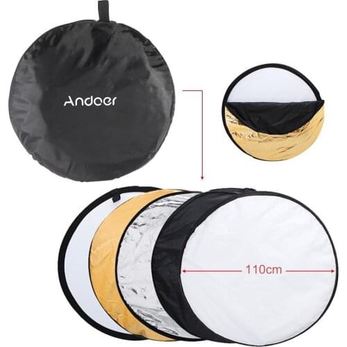 Andoer 43" 110cm Disc 5 in 1 Multi Portable Collapsible Photography Studio Light Reflector (Gold/Silver/White/Black/Translucent)