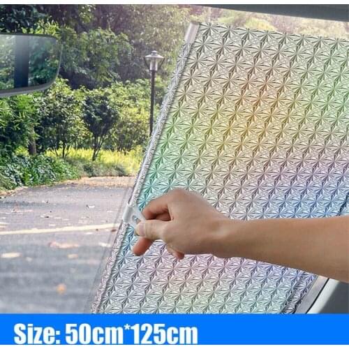 Auto Car Retractable Front Window Windshield Sun Shade Cover Visor Roller Blind Protection Window Film Rear Sunshade 50*125cm