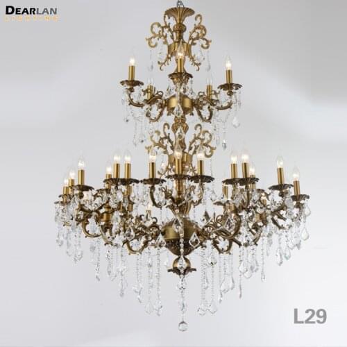 Bronze Color Large Crystal Chandelier Lamp 3 Tiers 29 Lights Gorgeous Hotel Project Lobby Villa Light Lustre Luminaire Lighting