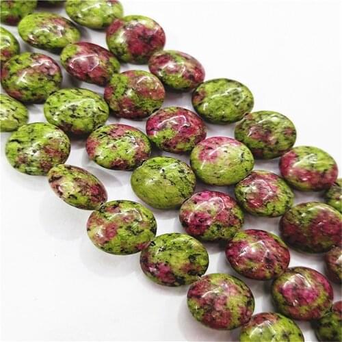 1 Strand/33pcs 12x6mm Wholesale Green And Rose Ruby in Fuchsite Round Loose Beads DIY Jewelry Accessories 15.5inch S406