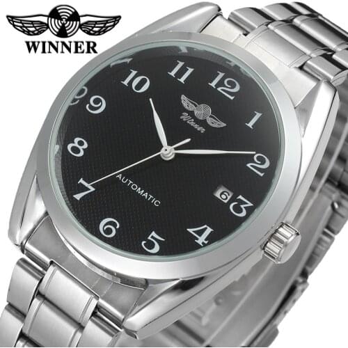 Fashion Mechanical Automatic Watches Men Fashion Stainless Steel Bracelet Date Display Wristwatch 4156