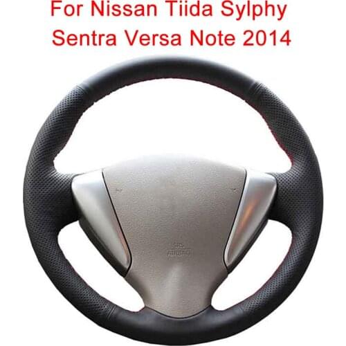 Customize Car Steering Wheel Cover For Nissan Tiida Sylphy Sentra Versa Note 2014 Leather Braid For Steering Wheel