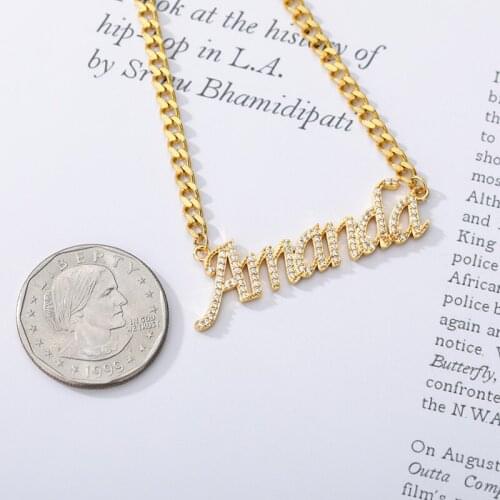 Zircon Custom Name Necklace For Women Crystal Letters Pendant Necklaces Personalized Customized Nameplate Choker Jewelry Gift