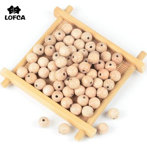 LOFCA 10pcs/lot Wooden Beads Baby Teether Beads Toy BPA FREE Safe Food Grade Baby Natural Color DIY Jewelry Making ewelry Make