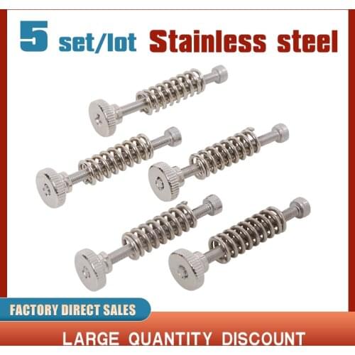 5PCS M3 screw 3D Printer parts Leveling components M3 screw Leveling spring Leveling knob suite for 3D printer Heating Bed