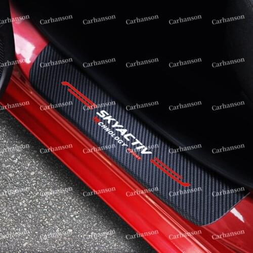 For Mazda 2 3 6 CX30 CX5 CX8 CX3 CX9 MX30 CX7 Car Accessories Door Sill Pedal Sticker Carbon Fiber Protector Styling 2018 2021