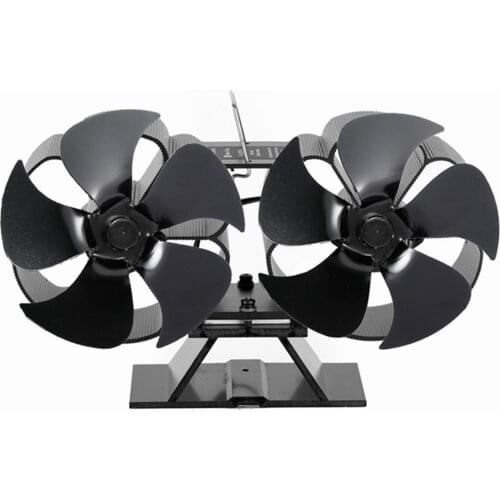 Fireplace Fan Dual Head 10 Blades Heat Powered Stove Fan Aluminium Silent Eco-Friendly For Wood Log Burner Silent Warmth Winter