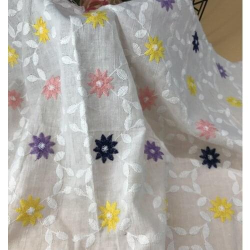 Cotton embroidery multicolor cotton thread full-width dress childrens clothing wedding home fabrics