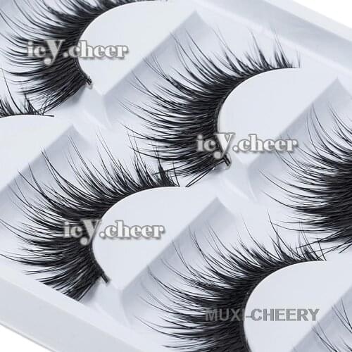 ICYCHEER Makeup Handmade Cross False Eyelashes Natural Thick 5 Pairs Eye Lashes Extension Volume 3D Eyelash