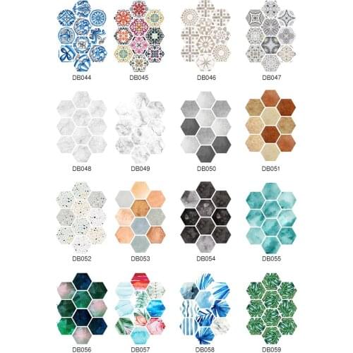 Creative hexagonal non-slip floor stickers Living room kitchen bathroom waterproof decoration sticker Twill film sticker