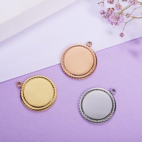 100% Stainless Steel Circle Round Charm Blank For Engrave 18/25mm Metal Disc Charm Circle Tag Mirror Pilished Wholesale 10pcs