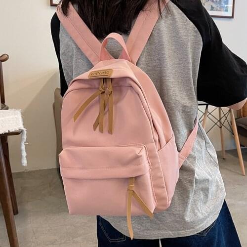 Small Solid Color Nylon Backpack Primary School Student Rucksack Book Schoolbag for Teenage Girl Fashion Double Shoulder Satchel