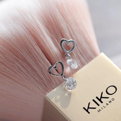 Minimalist Female Small Heart Earrings Real 925 Sterling Silver Stud Earrings For Women Vintage Zircon Stone Wedding Earrings