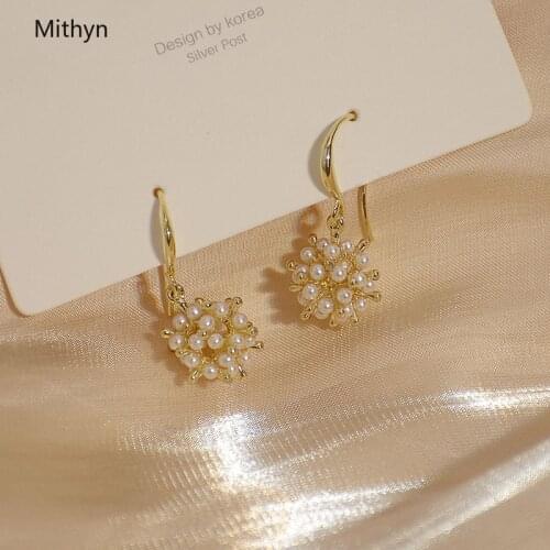 Romantic 14K Gold Plated Elegant Pearl Beads Dangle Earrings for Women simple style Drop Earrings